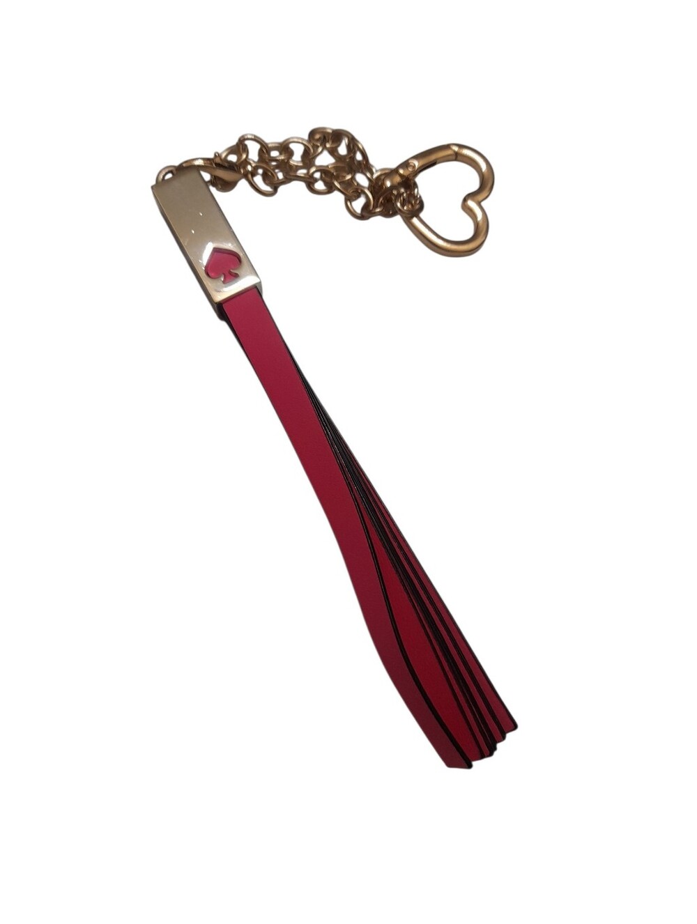 Kate Spade Gold Heart Accent Pink Tassel Bag Charm Keychain